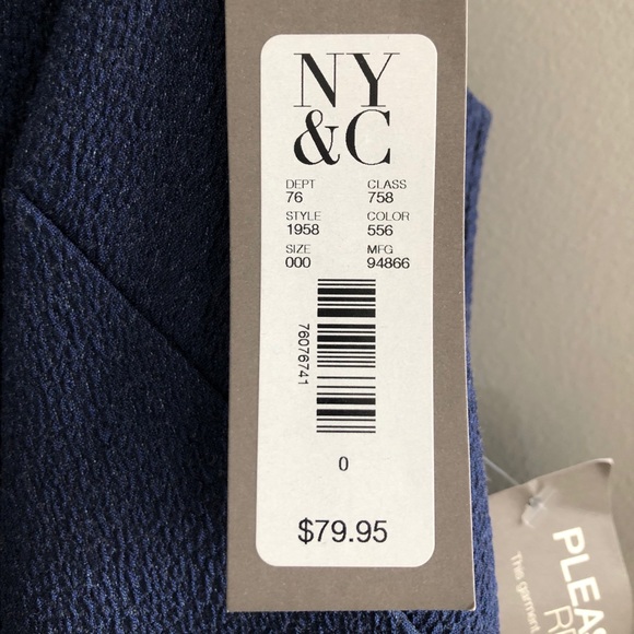 Navy 3/4 Length Dress Eva Mendes NYandCo - Picture 7 of 9